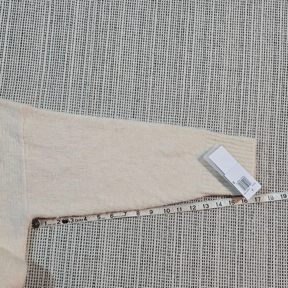 French Connection Fluffy Knit V-Neck Oversized Wool Blend Cream Sweater S NWT - Picture 14 of 15